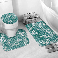 Hibiscus Pakala Aqua Teal Bathroom Set Tropical Floral Stylized LT01 Mat Set Only (3 pcs) One Size Teal - Polynesian Pride