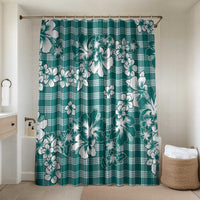 Hibiscus Pakala Aqua Teal Bathroom Set Tropical Floral Stylized LT01 Shower Curtain Only Teal - Polynesian Pride