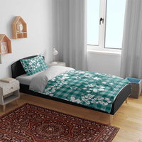 Hibiscus Pakala Aqua Teal Bedding Set Tropical Floral Stylized - Polynesian Pride