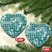 Hibiscus Pakala Aqua Teal Ceramic Ornament Tropical Floral Stylized - Polynesian Pride