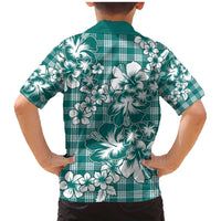 Hibiscus Pakala Aqua Teal Family Matching Mermaid Dress and Hawaiian Shirt Tropical Floral Stylized - Polynesian Pride