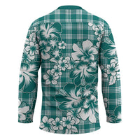 Hibiscus Pakala Aqua Teal Hockey Jersey Tropical Floral Stylized - Polynesian Pride