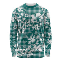 Hibiscus Pakala Aqua Teal Long Sleeve Shirt Tropical Floral Stylized - Polynesian Pride