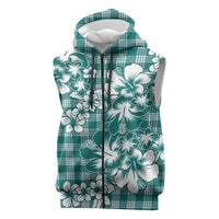 Hibiscus Pakala Aqua Teal Sleeveless Zip Hoodie Tropical Floral Stylized LT01 Teal - Polynesian Pride