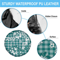 Hibiscus Pakala Aqua Teal Spare Tire Cover Tropical Floral Stylized - Polynesian Pride