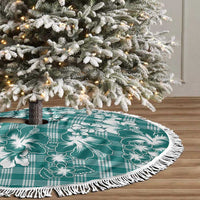 Hibiscus Pakala Aqua Teal Tree Skirt Tropical Floral Stylized - Polynesian Pride