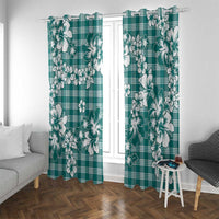 Hibiscus Pakala Aqua Teal Window Curtain Tropical Floral Stylized - Polynesian Pride