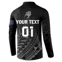 Custom New Zealand Cricket Button Sweatshirt Maori Kiwi Black Fern LT01 - Polynesian Pride