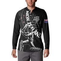 Custom New Zealand Cricket Button Sweatshirt Maori Kiwi Black Fern LT01 - Polynesian Pride