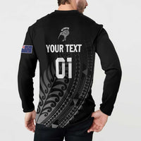 Custom New Zealand Cricket Button Sweatshirt Maori Kiwi Black Fern LT01 - Polynesian Pride