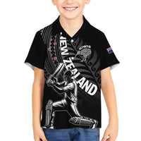 Custom New Zealand Cricket Kid Hawaiian Shirt Maori Kiwi Black Fern