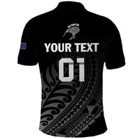Custom New Zealand Cricket Polo Shirt Maori Kiwi Black Fern