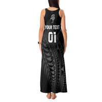 Custom New Zealand Cricket Tank Maxi Dress Maori Kiwi Black Fern
