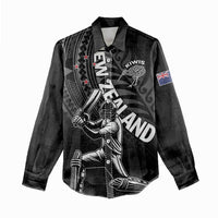 Custom New Zealand Cricket Women Casual Shirt Maori Kiwi Black Fern