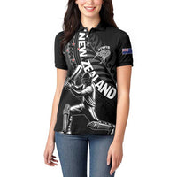 Custom New Zealand Cricket Women Polo Shirt Maori Kiwi Black Fern