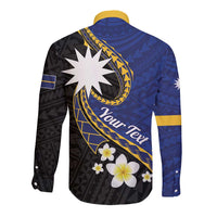 Personalised Nauru Long Sleeve Button Shirt Naoero Proud Plumeria