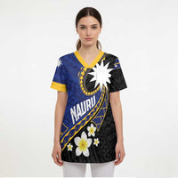 Personalised Nauru Scrub Top Naoero Proud Plumeria - Polynesian Pride