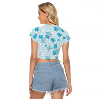 Hawaii Anthurium Tiare Pikake Lei Raglan Cropped T Shirt UliUli Lauhala Art Pattern