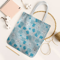 Hawaii Anthurium Tiare Pikake Lei Tote Bag UliUli Lauhala Art Pattern LT01 White Strap One Size Blue - Polynesian Pride