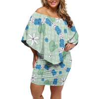 Hawaii Anthurium Tiare Pikake Lei Family Matching Off Shoulder Short Dress and Hawaiian Shirt Omaomao Lauhala Art Pattern