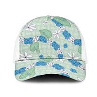 Hawaii Anthurium Tiare Pikake Lei Mesh Trucker Cap Omaomao Lauhala Art Pattern