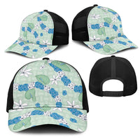 Hawaii Anthurium Tiare Pikake Lei Mesh Trucker Cap Omaomao Lauhala Art Pattern