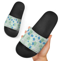 Hawaii Anthurium Tiare Pikake Lei Slide Sandals Omaomao Lauhala Art Pattern