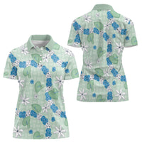 Hawaii Anthurium Tiare Pikake Lei Women Polo Shirt Omaomao Lauhala Art Pattern