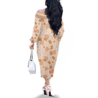 Hawaii Anthurium Tiare Pikake Lei Family Matching Off The Shoulder Long Sleeve Dress and Hawaiian Shirt Alani Lauhala Art Pattern