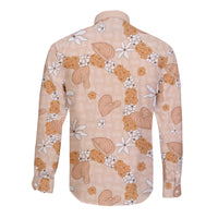 Hawaii Anthurium Tiare Pikake Lei Long Sleeve Button Shirt Alani Lauhala Art Pattern