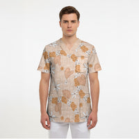 Hawaii Anthurium Tiare Pikake Lei Scrub Top Alani Lauhala Art Pattern LT01 - Polynesian Pride