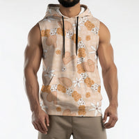 Hawaii Anthurium Tiare Pikake Lei Sleeveless Hoodie Alani Lauhala Art Pattern