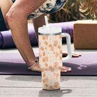 Hawaii Anthurium Tiare Pikake Lei Tumbler With Handle Alani Lauhala Art Pattern LT01 - Polynesian Pride