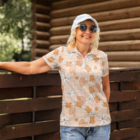 Hawaii Anthurium Tiare Pikake Lei Women Polo Shirt Alani Lauhala Art Pattern