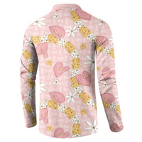 Hawaii Anthurium Tiare Pikake Lei Button Sweatshirt Akala Lauhala Art Pattern