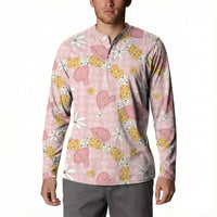Hawaii Anthurium Tiare Pikake Lei Button Sweatshirt Akala Lauhala Art Pattern