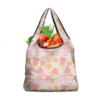 Hawaii Anthurium Tiare Pikake Lei Grocery Bag Akala Lauhala Art Pattern LT01 1-pack One Size Pink - Polynesian Pride