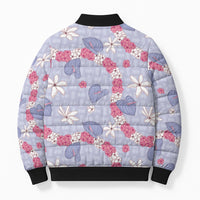 Hawaii Anthurium Tiare Pikake Lei Bomber Puffer Jacket Poni Lauhala Art Pattern LT01 - Polynesian Pride
