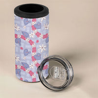 Hawaii Anthurium Tiare Pikake Lei 4 in 1 Can Cooler Tumbler Poni Lauhala Art Pattern LT01 - Polynesian Pride
