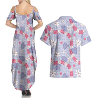 Hawaii Anthurium Tiare Pikake Lei Couples Matching Summer Maxi Dress and Hawaiian Shirt Poni Lauhala Art Pattern