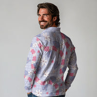 Hawaii Anthurium Tiare Pikake Lei Long Sleeve Polo Shirt Poni Lauhala Art Pattern