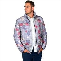 Hawaii Anthurium Tiare Pikake Lei Padded Jacket Poni Lauhala Art Pattern