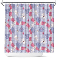 Hawaii Anthurium Tiare Pikake Lei Shower Curtain Poni Lauhala Art Pattern