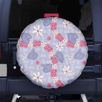 Hawaii Anthurium Tiare Pikake Lei Spare Tire Cover Poni Lauhala Art Pattern LT01 No hole Purple - Polynesian Pride