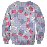 Hawaii Anthurium Tiare Pikake Lei Sweatshirt Poni Lauhala Art Pattern