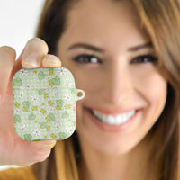 Hawaii Anthurium Tiare Pikake Lei AirPods Case Sage Green Lauhala Art Pattern