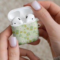 Hawaii Anthurium Tiare Pikake Lei AirPods Case Sage Green Lauhala Art Pattern