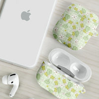 Hawaii Anthurium Tiare Pikake Lei AirPods Case Sage Green Lauhala Art Pattern