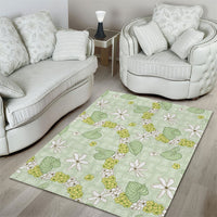 Hawaii Anthurium Tiare Pikake Lei Area Rug Sage Green Lauhala Art Pattern