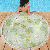 Hawaii Anthurium Tiare Pikake Lei Beach Blanket Sage Green Lauhala Art Pattern LT01 - Polynesian Pride